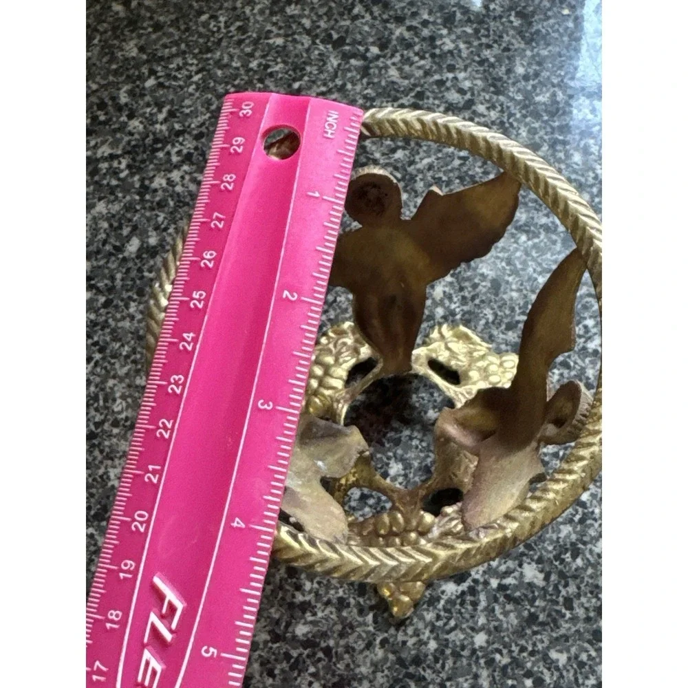 Antique Vintage‎ Brass Angels Cherubs Playing Instruments Vase Bowl Holder